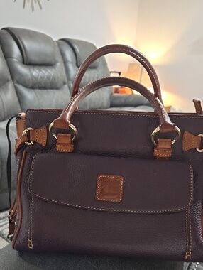 Dooney & Bourke Plum Purple Leather Medium Pocket Satchel